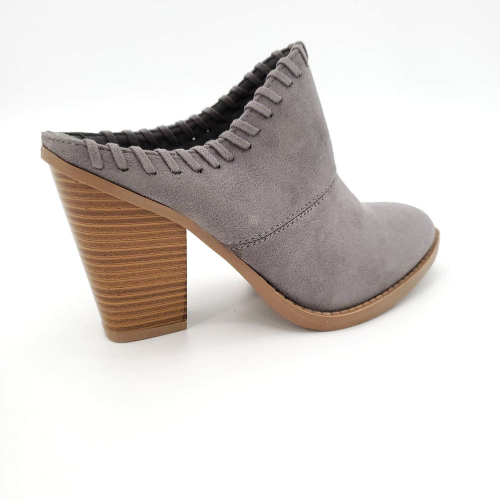 Pointy Toe Stitched Border Chunky Heel Mule - Picture 3 of 10
